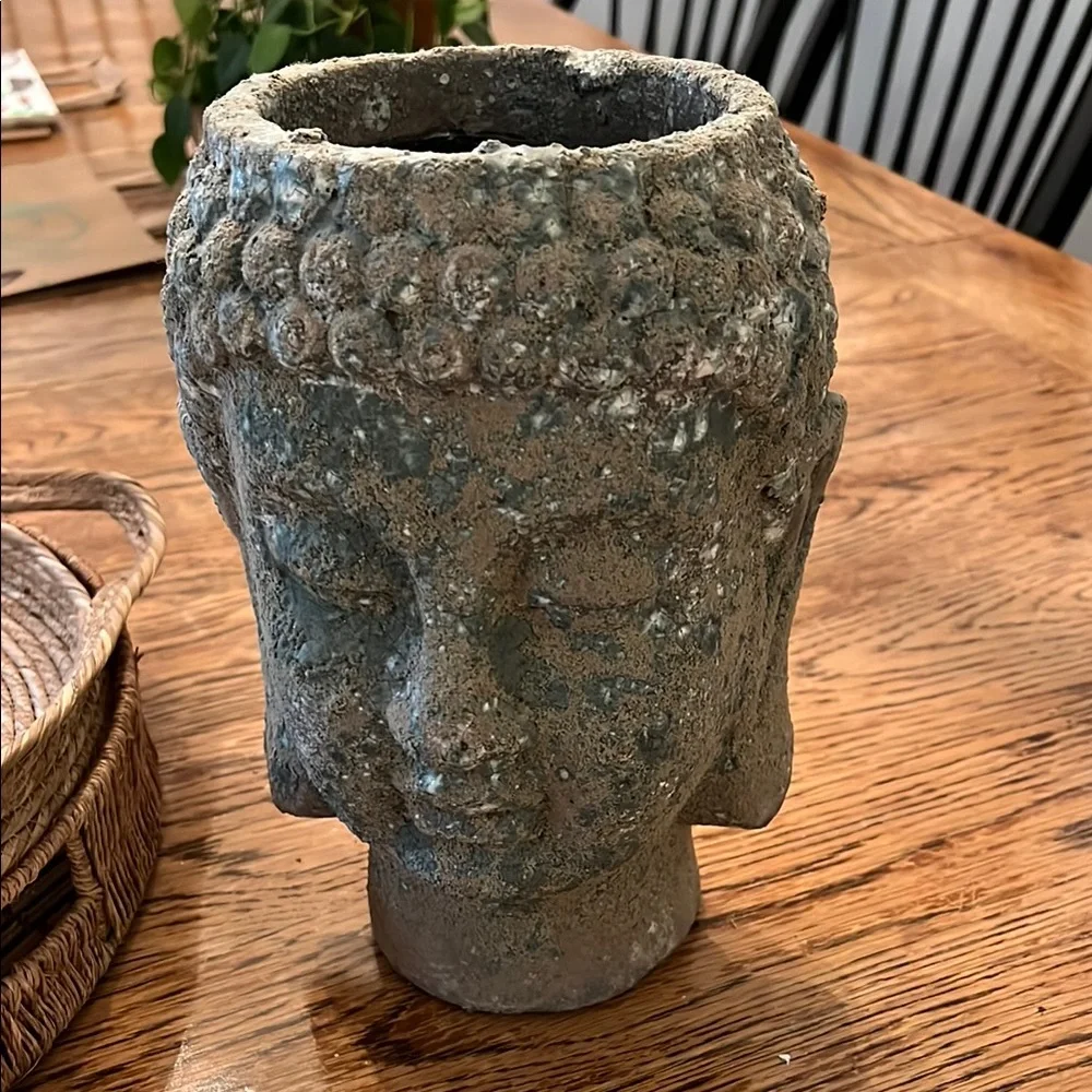Crate&Barrel Stone Buddha Bohemian Planter Decor